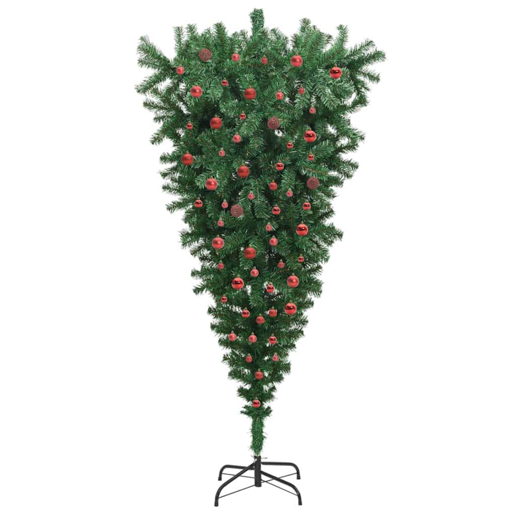 Albero di Natale artificiale preilluminato capovolto con set di palline