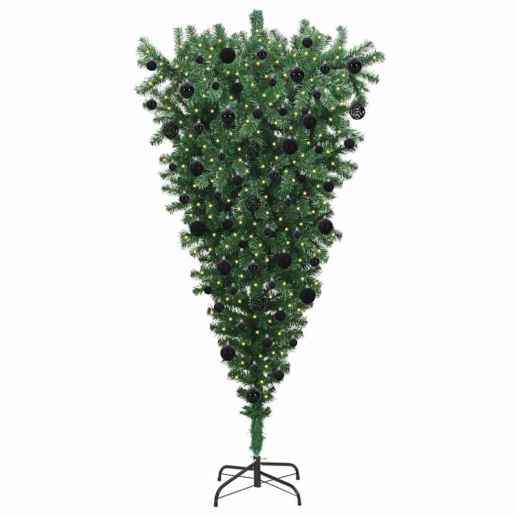 Albero di Natale artificiale preilluminato capovolto con set di palline