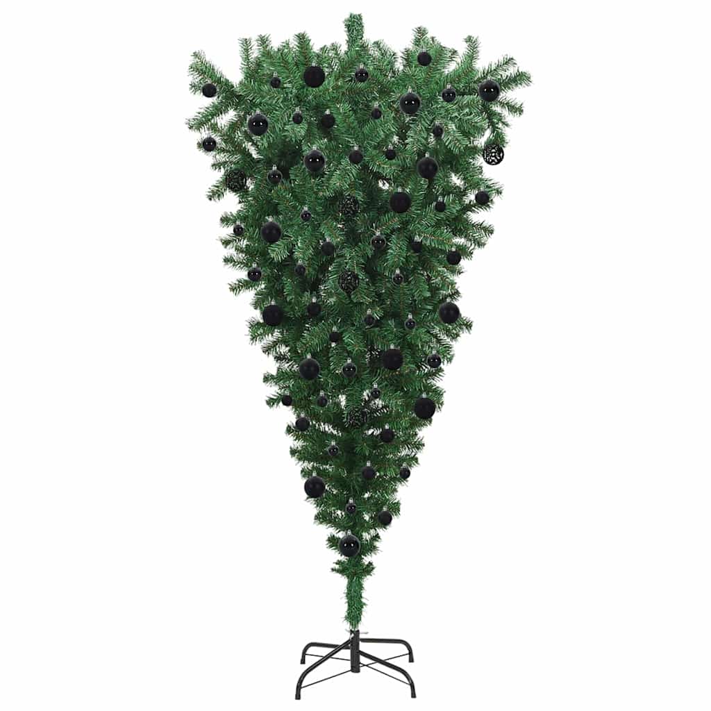 Albero di Natale artificiale preilluminato capovolto con set di palline