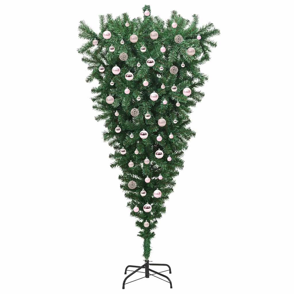 Albero di Natale artificiale preilluminao capovolto con set di palline