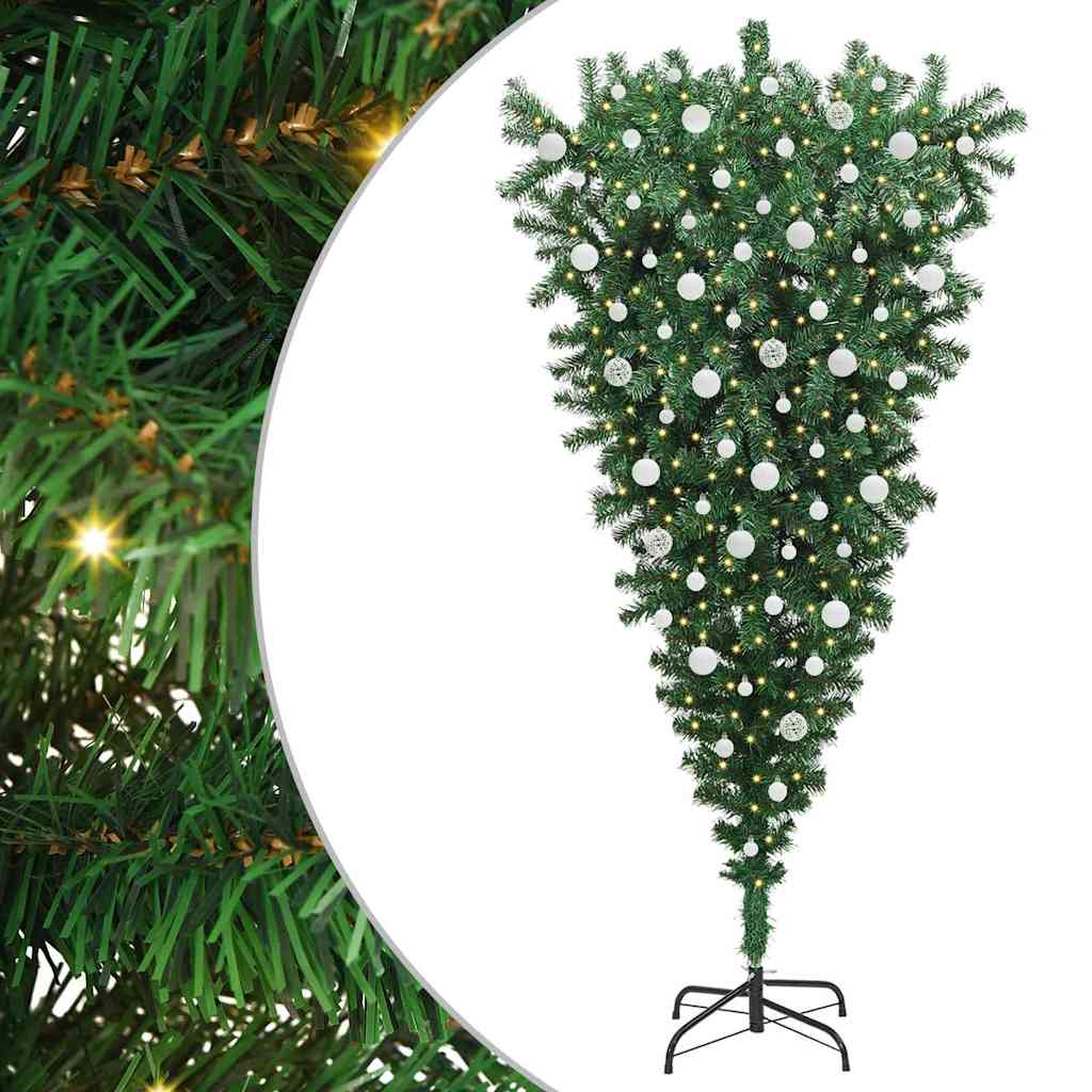 Albero di Natale artificiale pre-illuminato rovesciato con set di palline