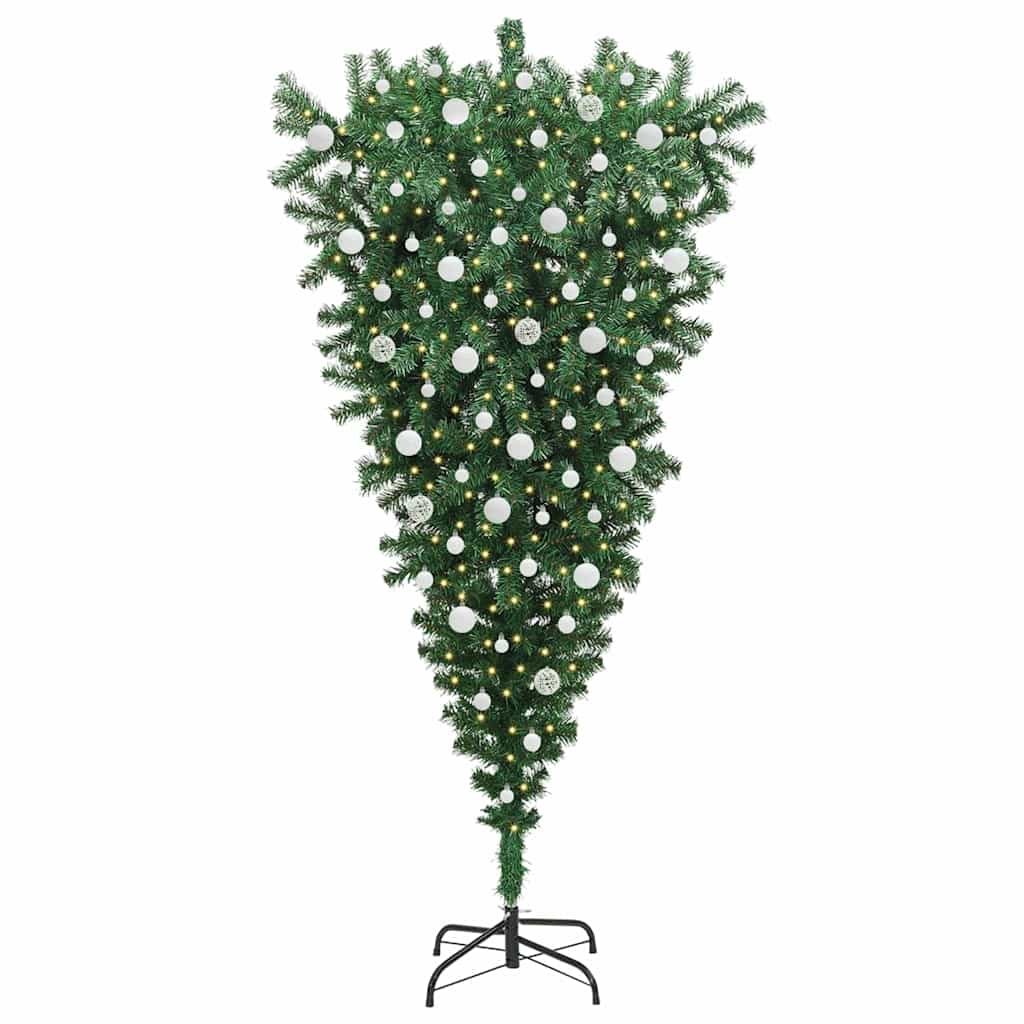 Albero di Natale artificiale pre-illuminato rovesciato con set di palline