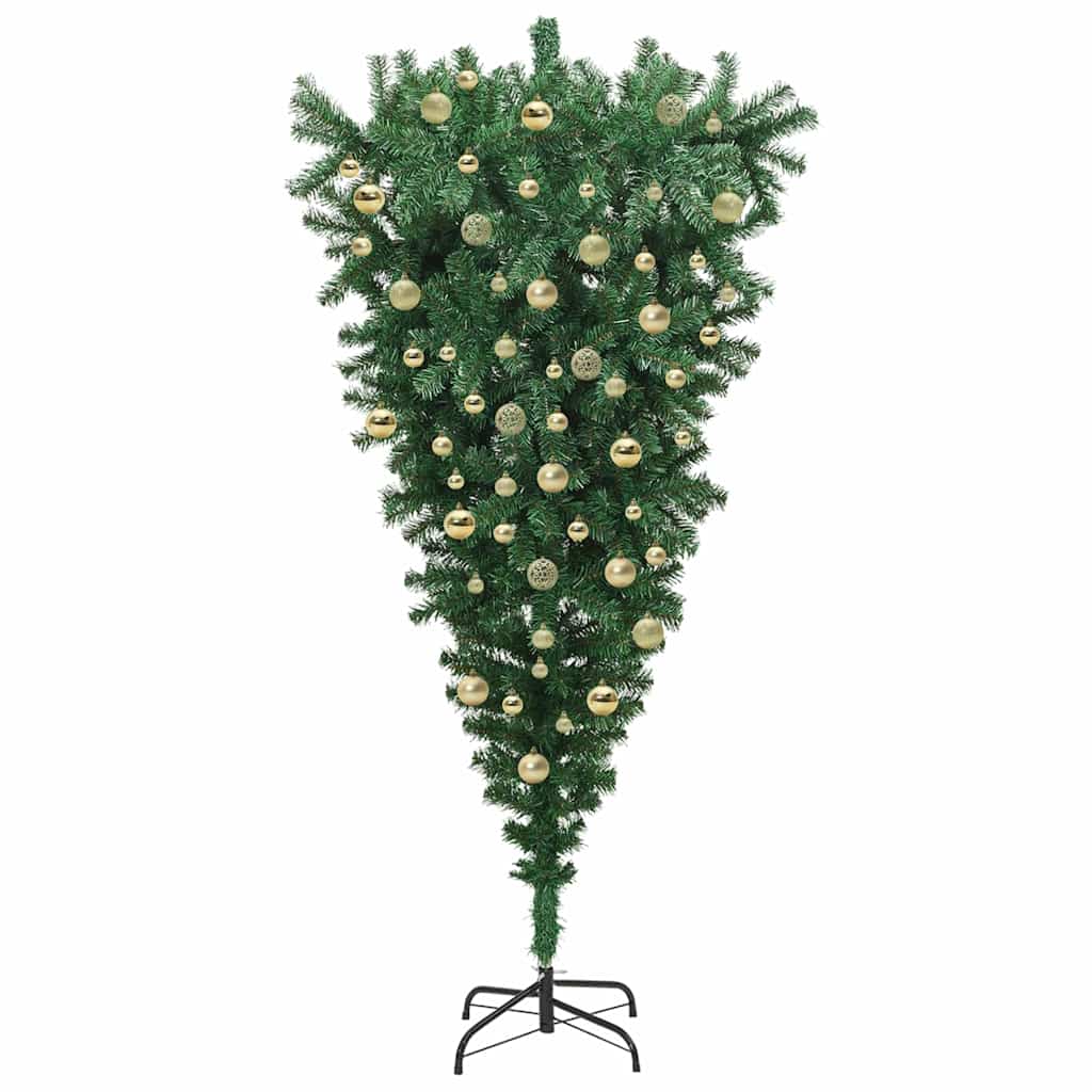 Albero di Natale artificiale preilluminato capovolto con set di palline