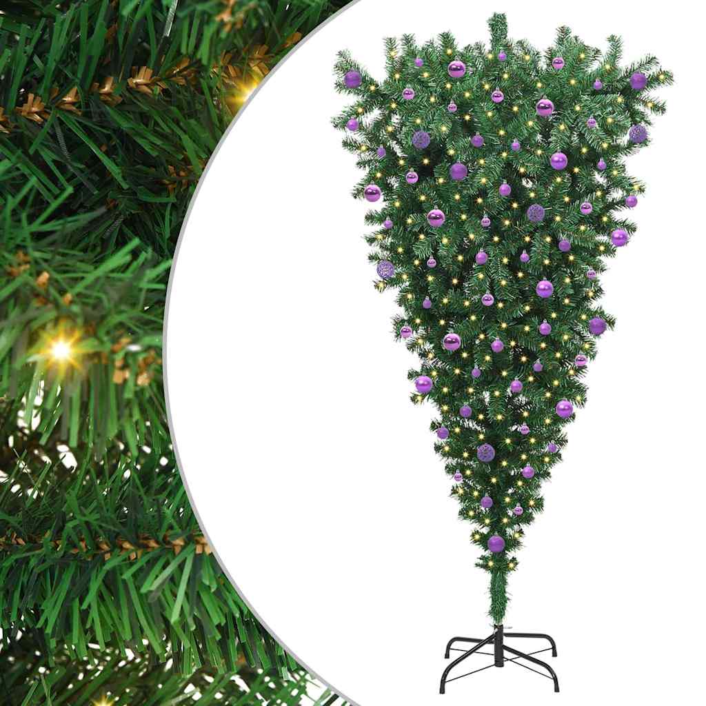 Albero di Natale artificiale pre-illuminato capovolto con set di palline