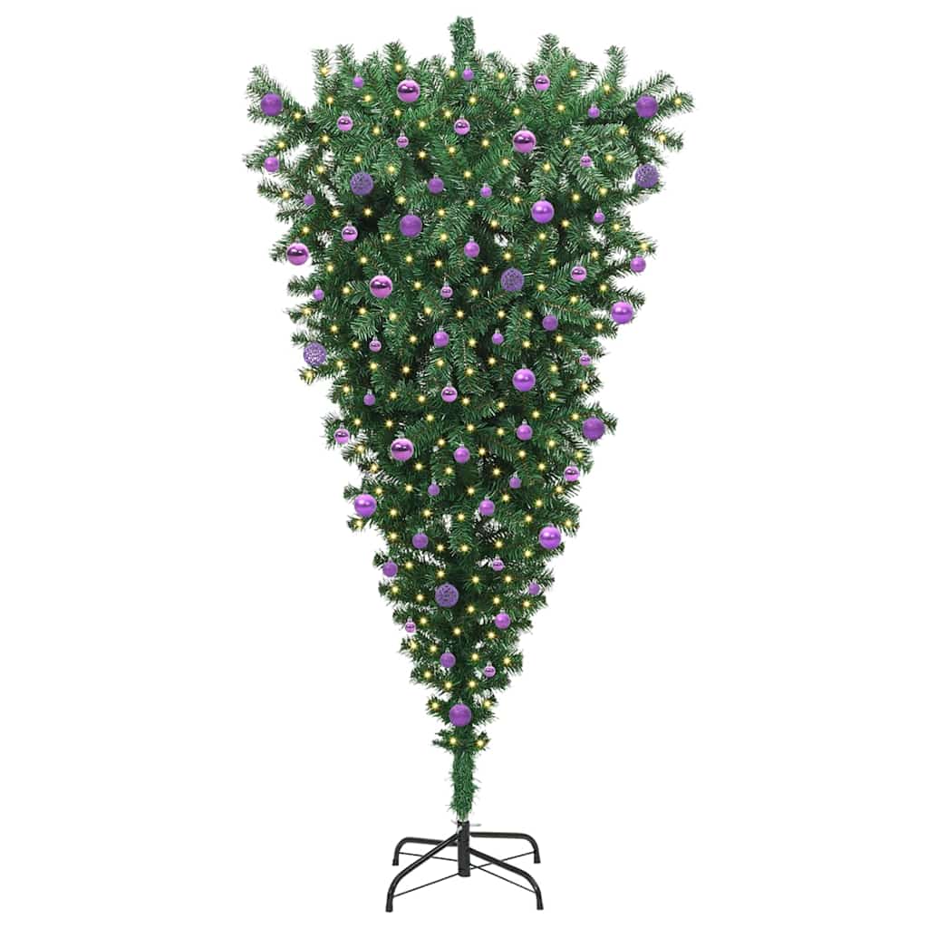 Albero di Natale artificiale pre-illuminato capovolto con set di palline