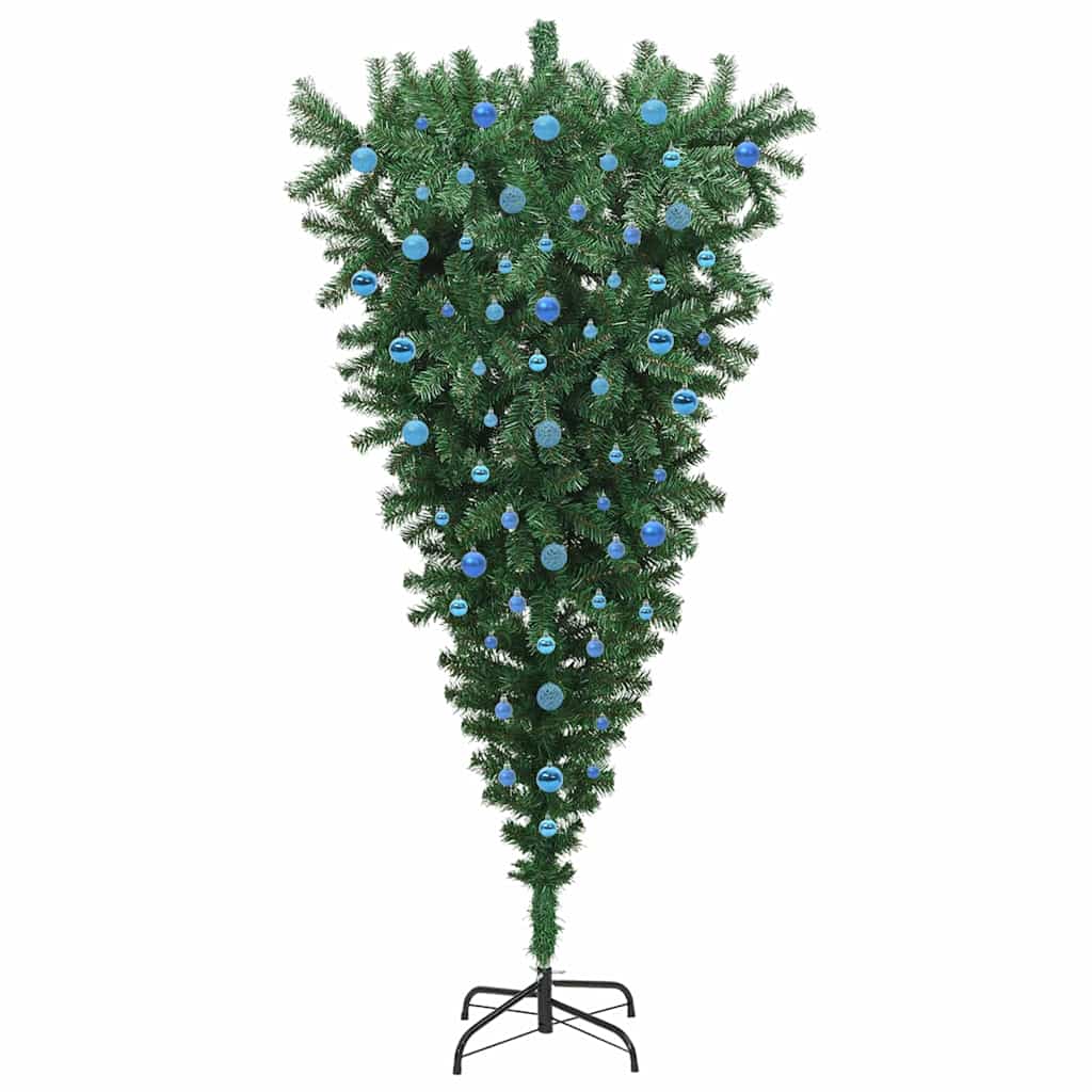 Albero di Natale Artificiale Pre-illuminato Capovolto con Set di Palline