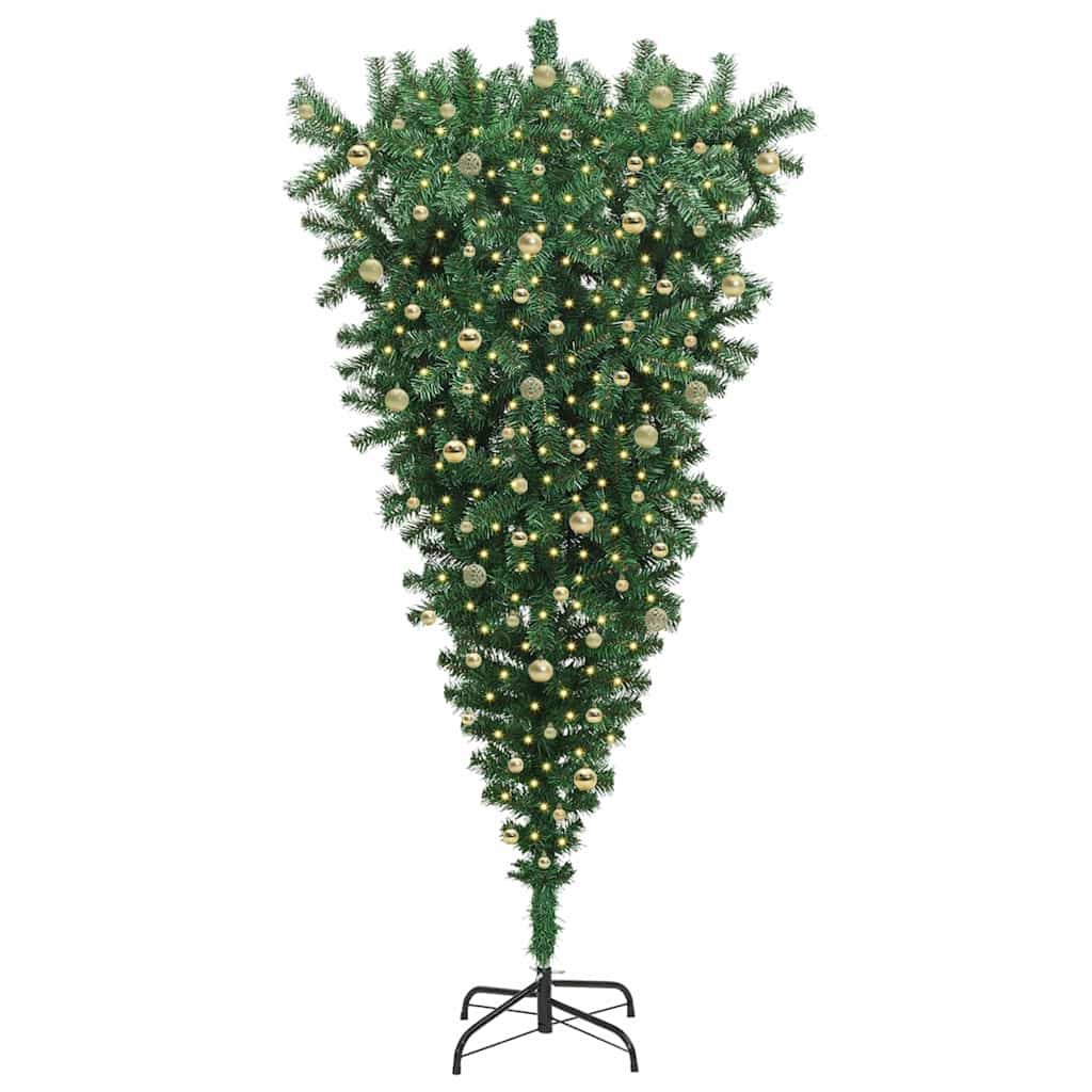 Albero di Natale artificiale pre-illuminato capovolto con set di palline
