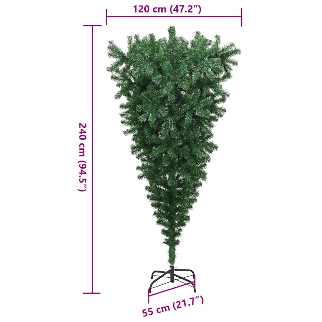 Albero di Natale artificiale preilluminato capovolto con set di palline