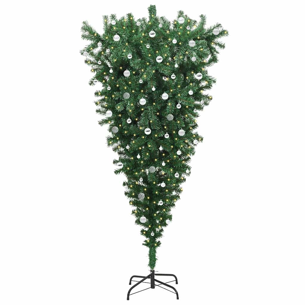 Albero di Natale artificiale preilluminato capovolto con set di palline