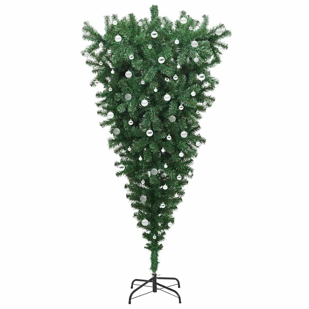 Albero di Natale artificiale preilluminato capovolto con set di palline