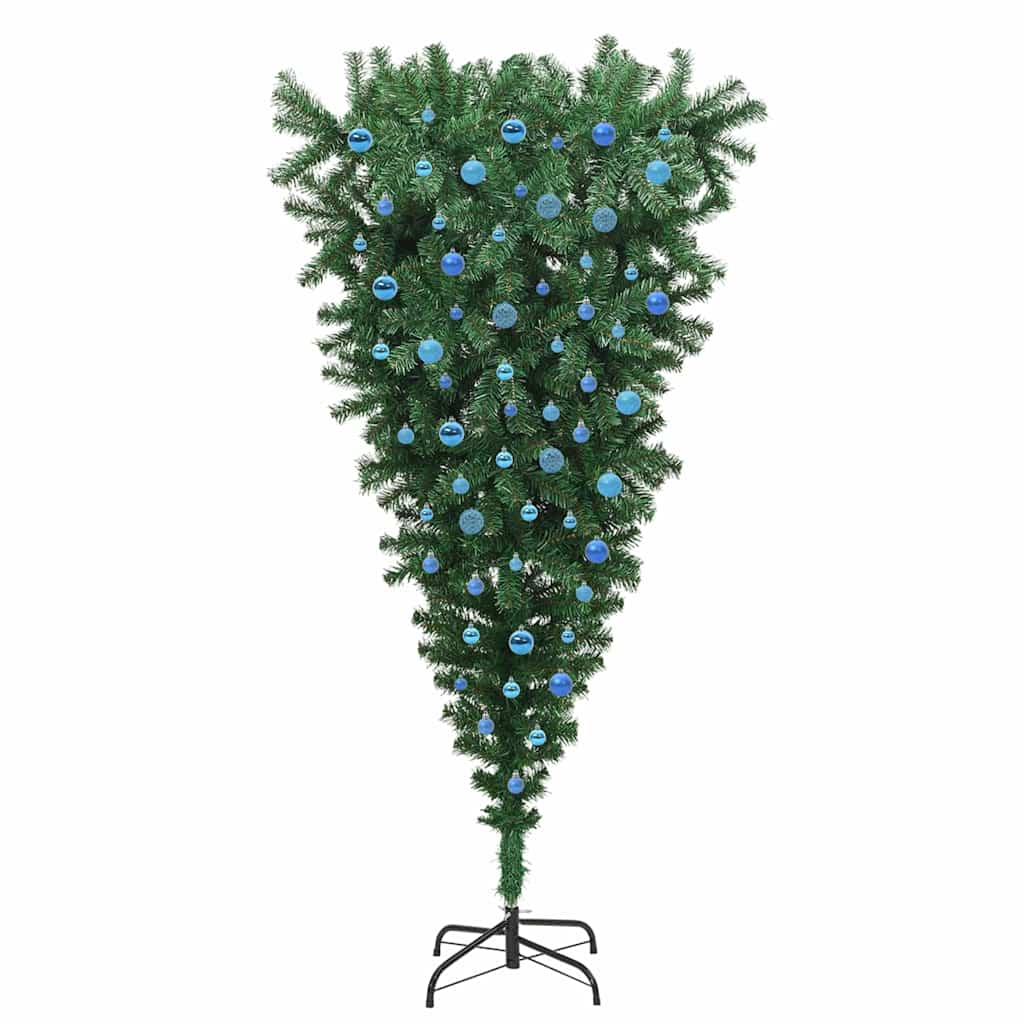 Albero di Natale artificiale preilluminato rovesciato con set di palline