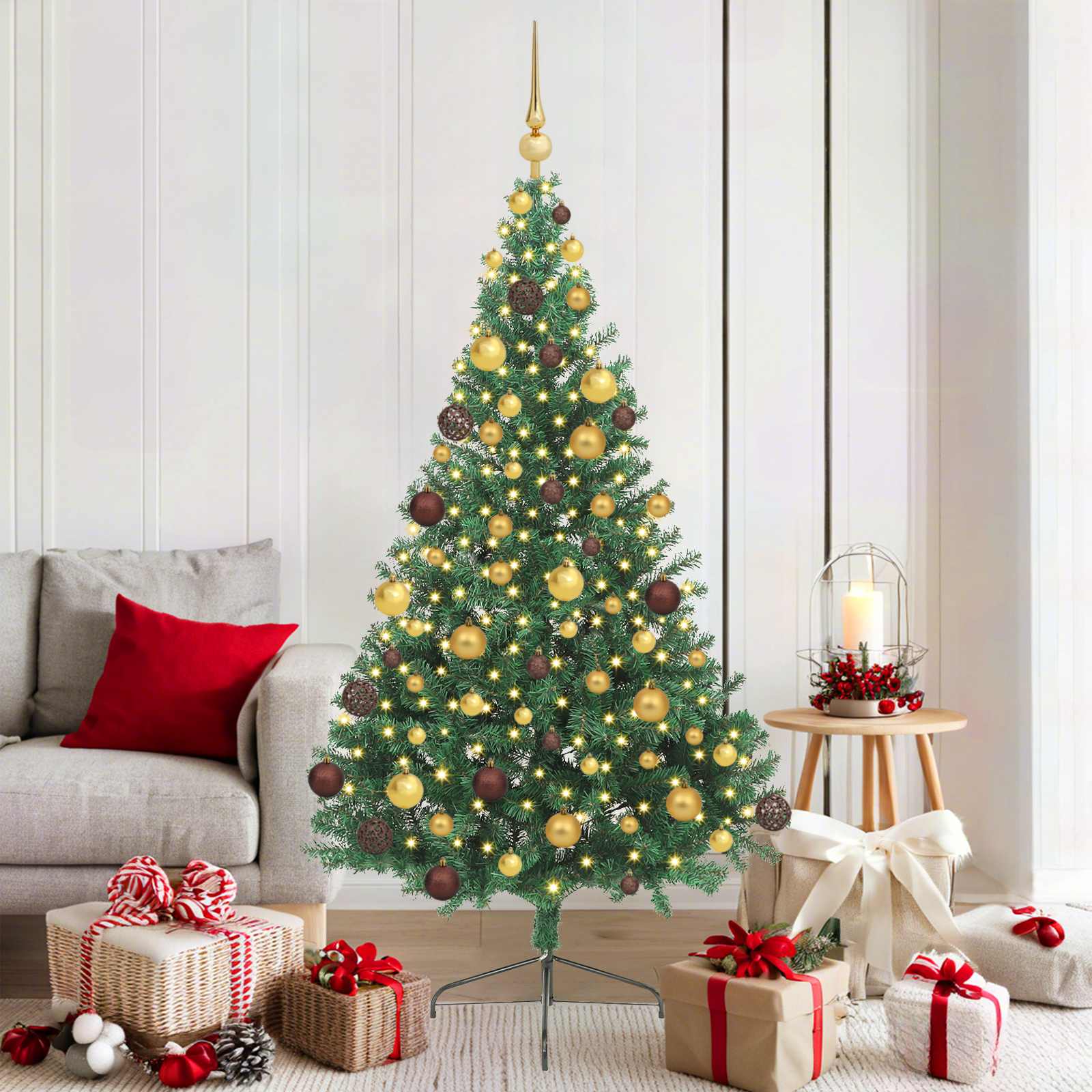 Albero di Natale artificiale con luci integrate Verde 180 cm