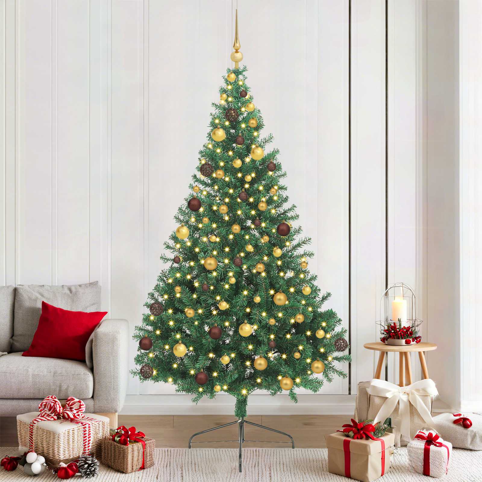 Albero di Natale artificiale con luci integrate Verde 210 cm