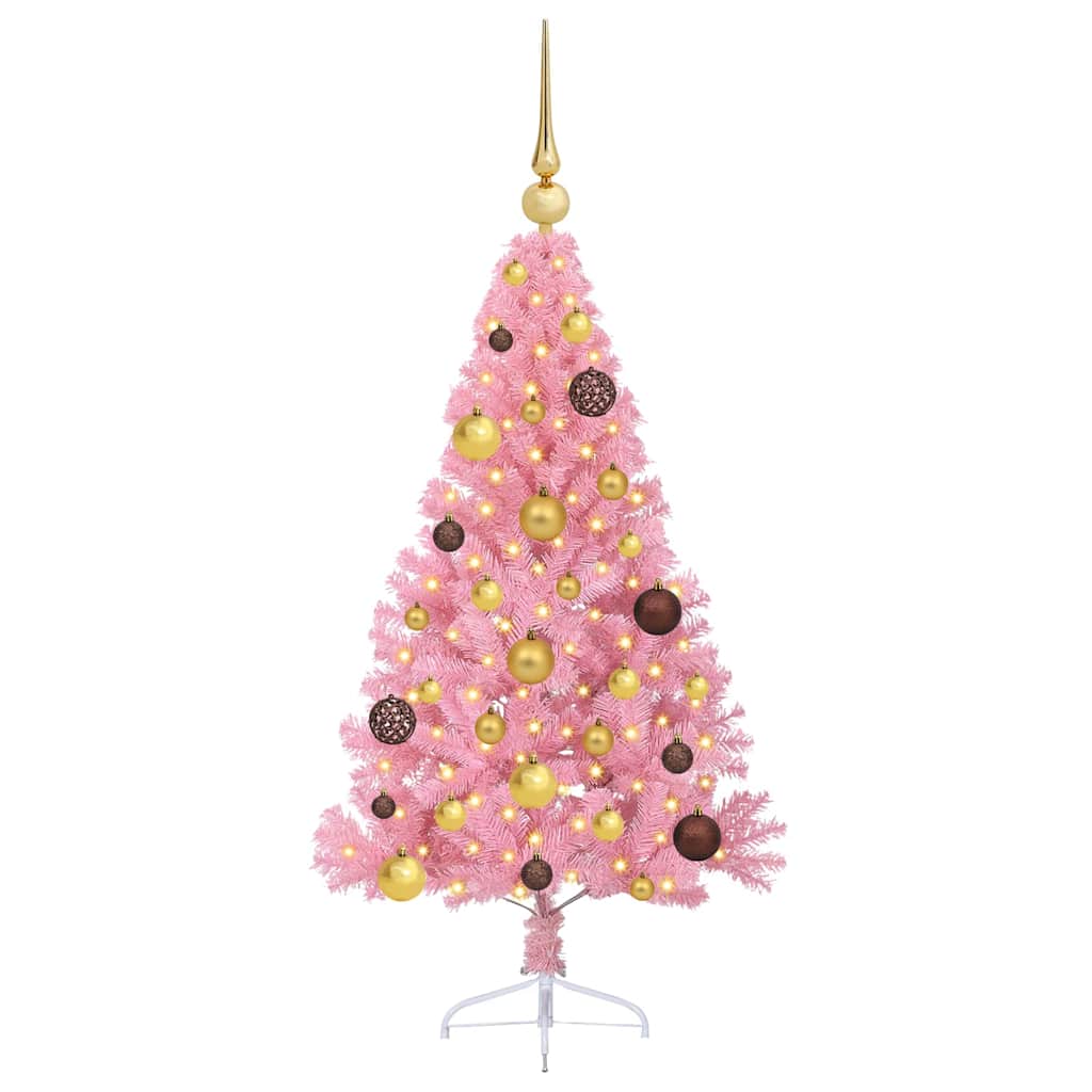 Albero di Natale artificiale con luci integrate Rosa 120 cm PVC
