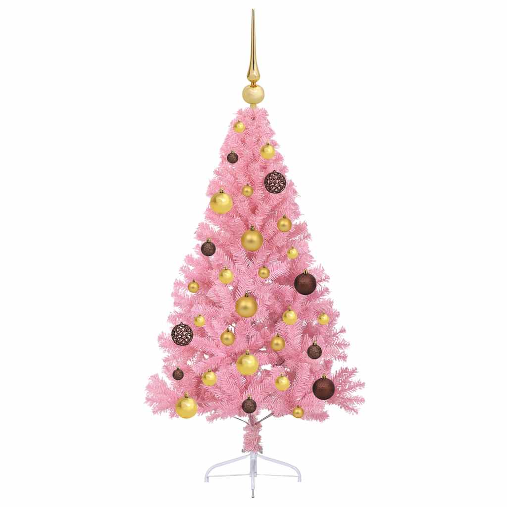 Albero di Natale artificiale con luci integrate Rosa 120 cm PVC