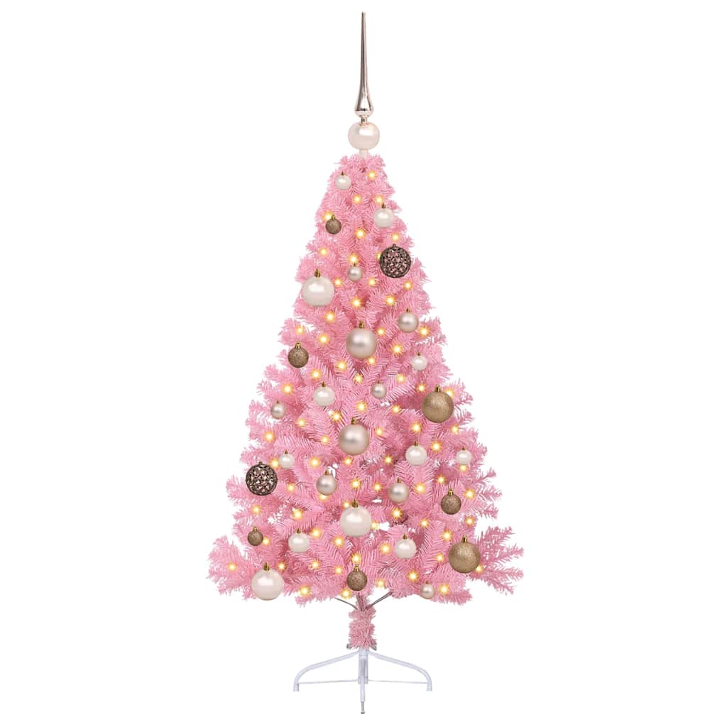 Albero di Natale artificiale con luci integrate Rosa 120 cm PVC