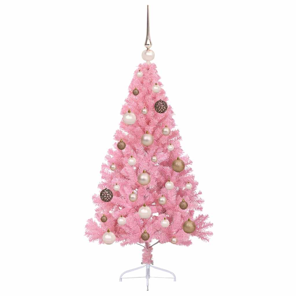 Albero di Natale artificiale con luci integrate Rosa 120 cm PVC