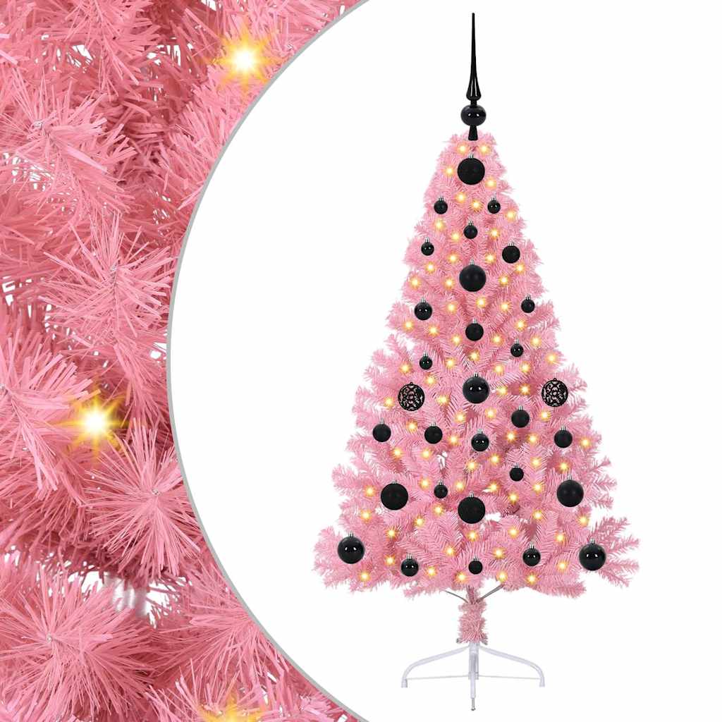 Albero di Natale artificiale con luci integrate Rosa 120 cm PVC