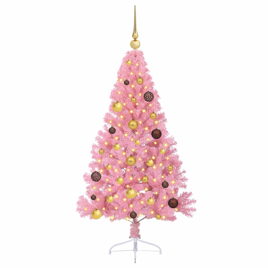 Albero di Natale artificiale con luci integrate Rosa 150 cm PVC