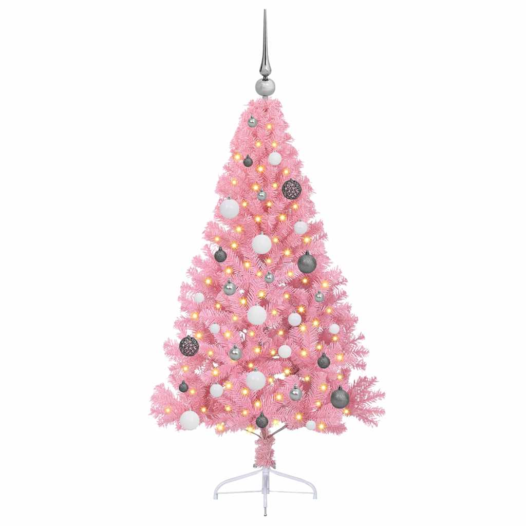 Albero di Natale artificiale con luci integrate Rosa 150 cm PVC