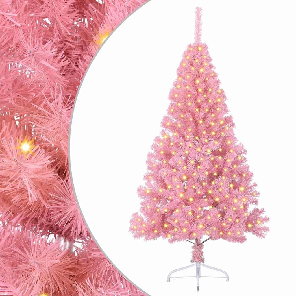 Albero di Natale artificiale con luci integrate Rosa 180 cm PVC