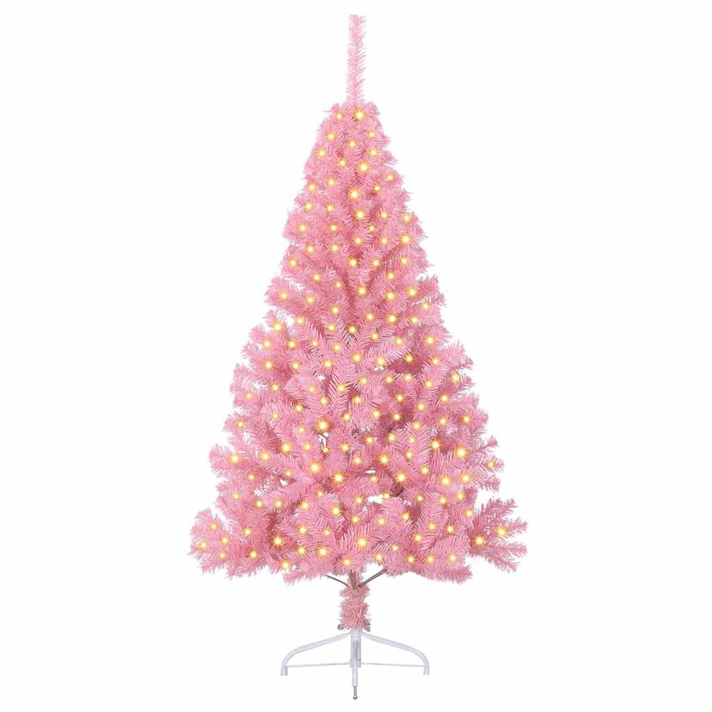 Albero di Natale artificiale con luci integrate Rosa 180 cm PVC