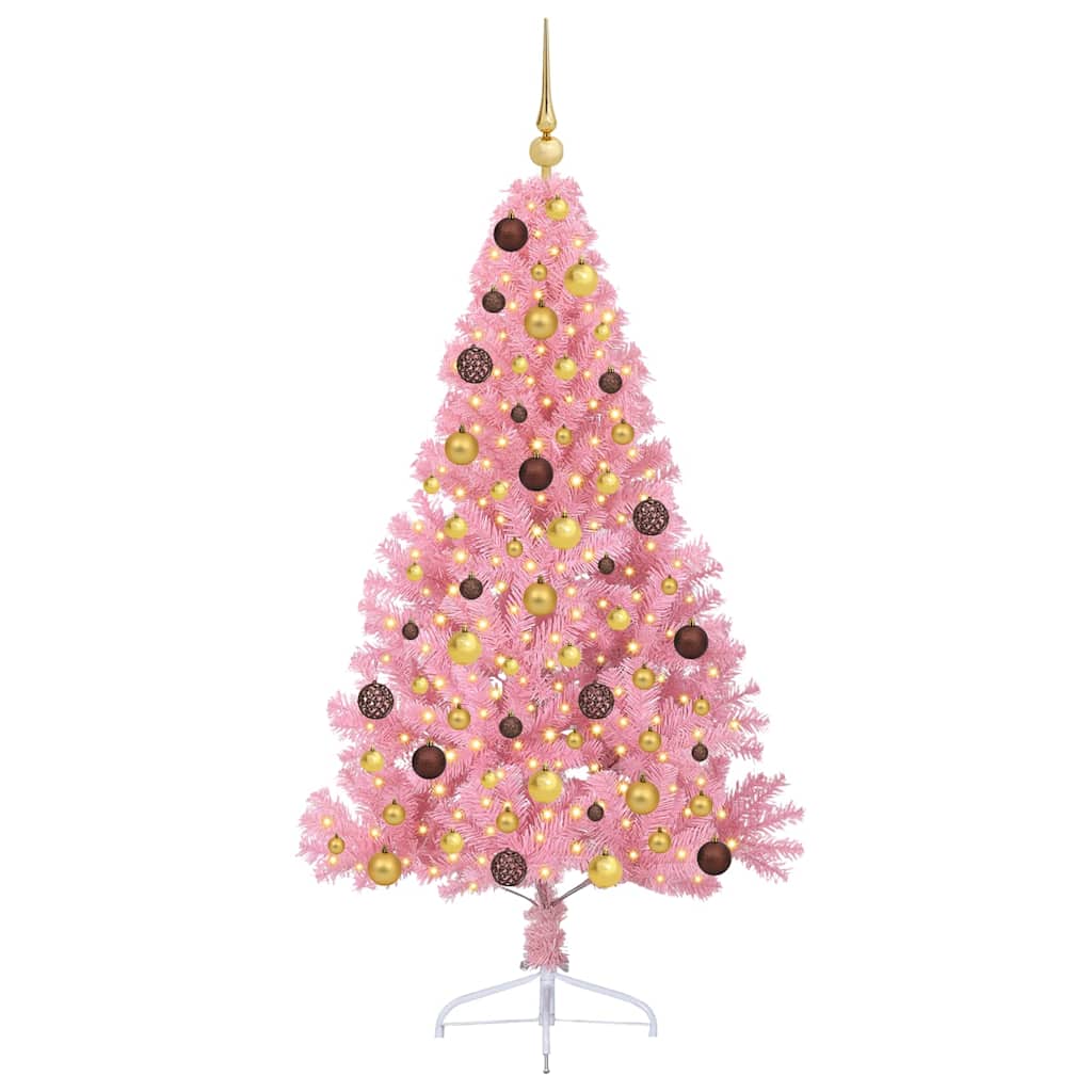 Albero di Natale artificiale con luci integrate Rosa 180 cm PVC