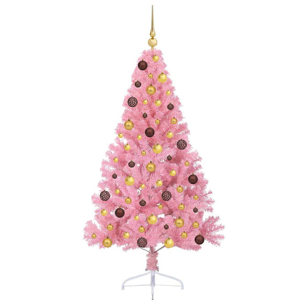 Albero di Natale artificiale con luci integrate Rosa 180 cm PVC