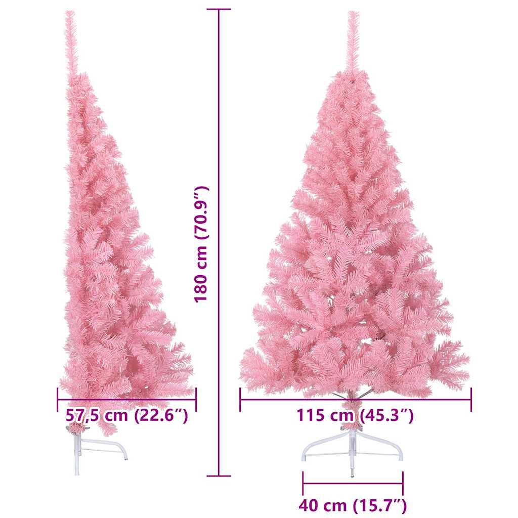 Albero di Natale artificiale con luci integrate Rosa 180 cm PVC