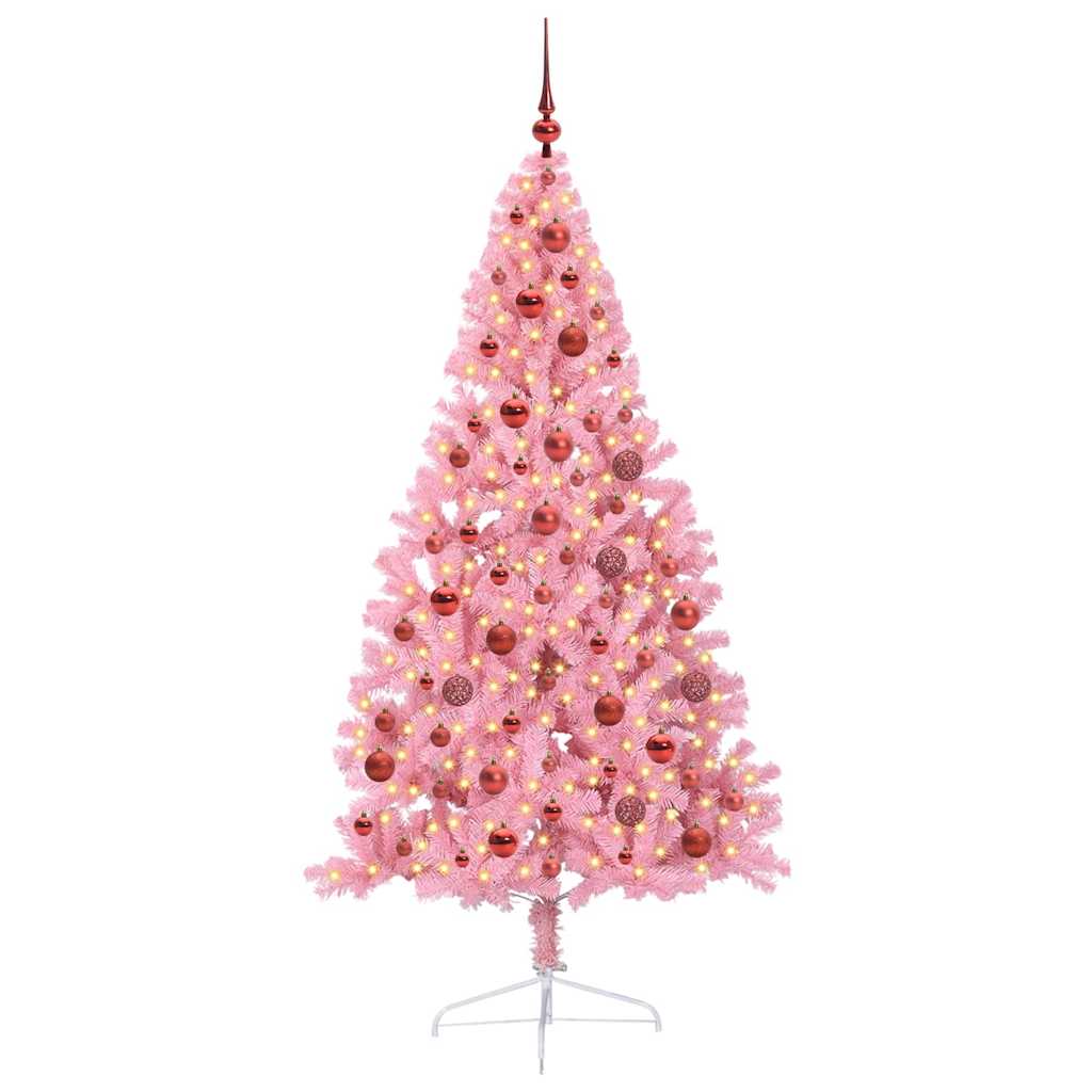Albero di Natale artificiale con luci integrate Rosa 180 cm PVC