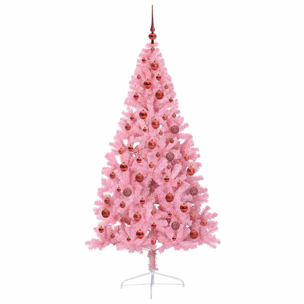 Albero di Natale artificiale con luci integrate Rosa 180 cm PVC