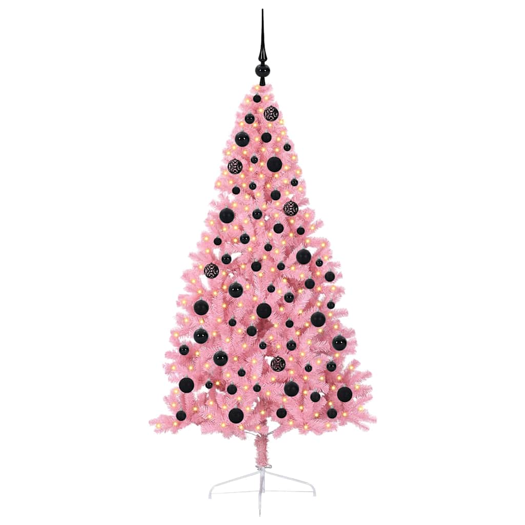 Albero di Natale artificiale con luci integrate Rosa 180 cm PVC