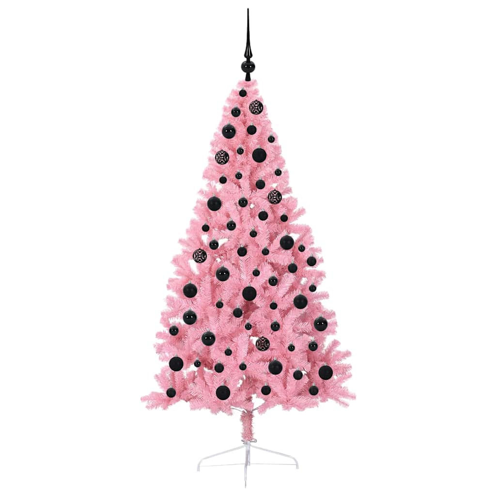 Albero di Natale artificiale con luci integrate Rosa 180 cm PVC