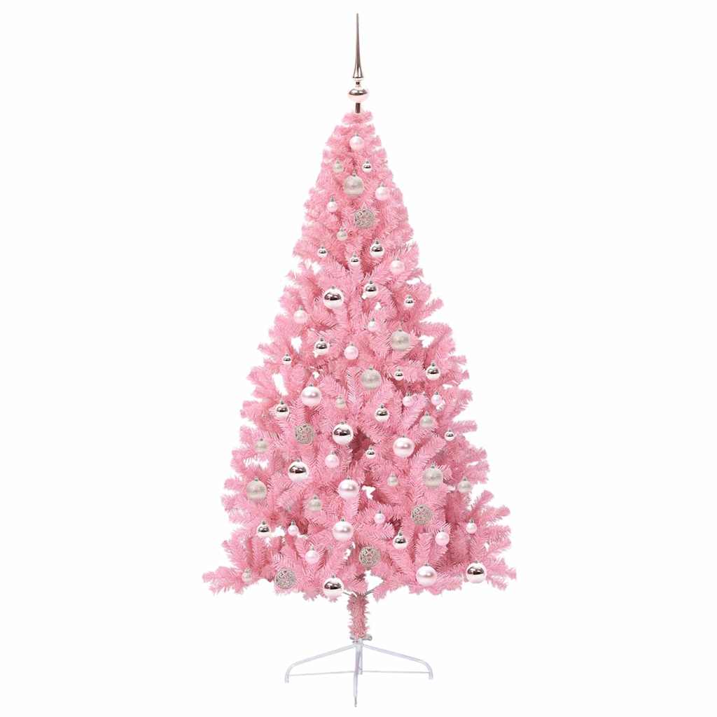 Albero di Natale artificiale con luci integrate Rosa 180 cm PVC