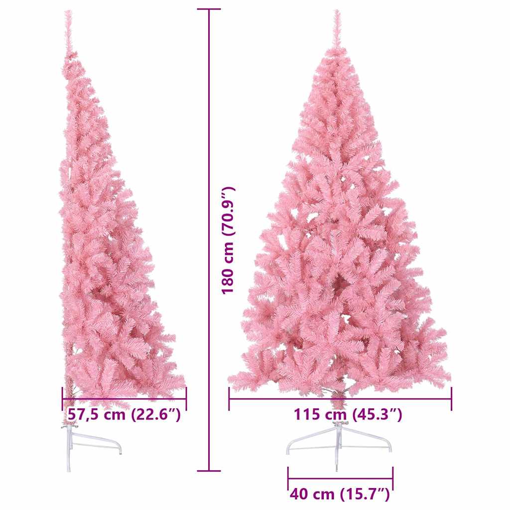 Albero di Natale artificiale con luci integrate Rosa 180 cm PVC