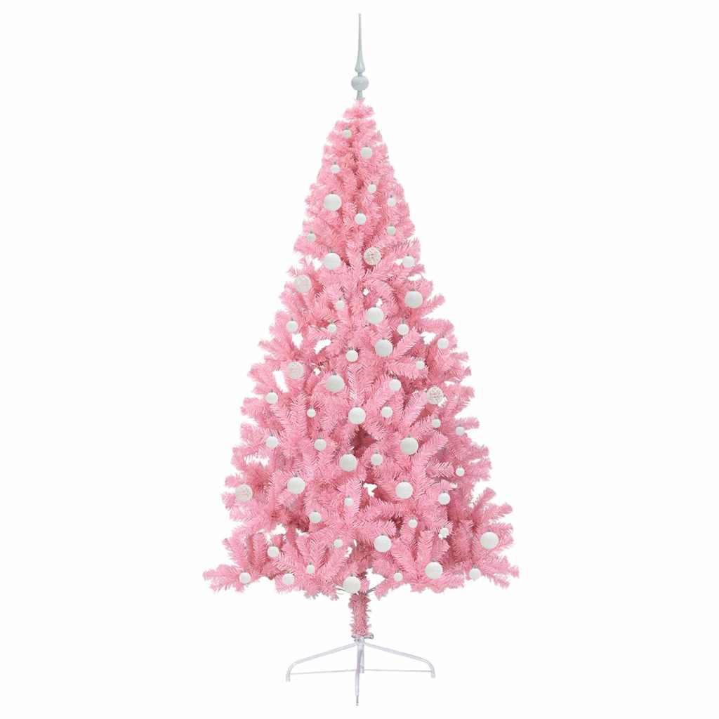 Albero di Natale artificiale con luci integrate Rosa 180 cm PVC