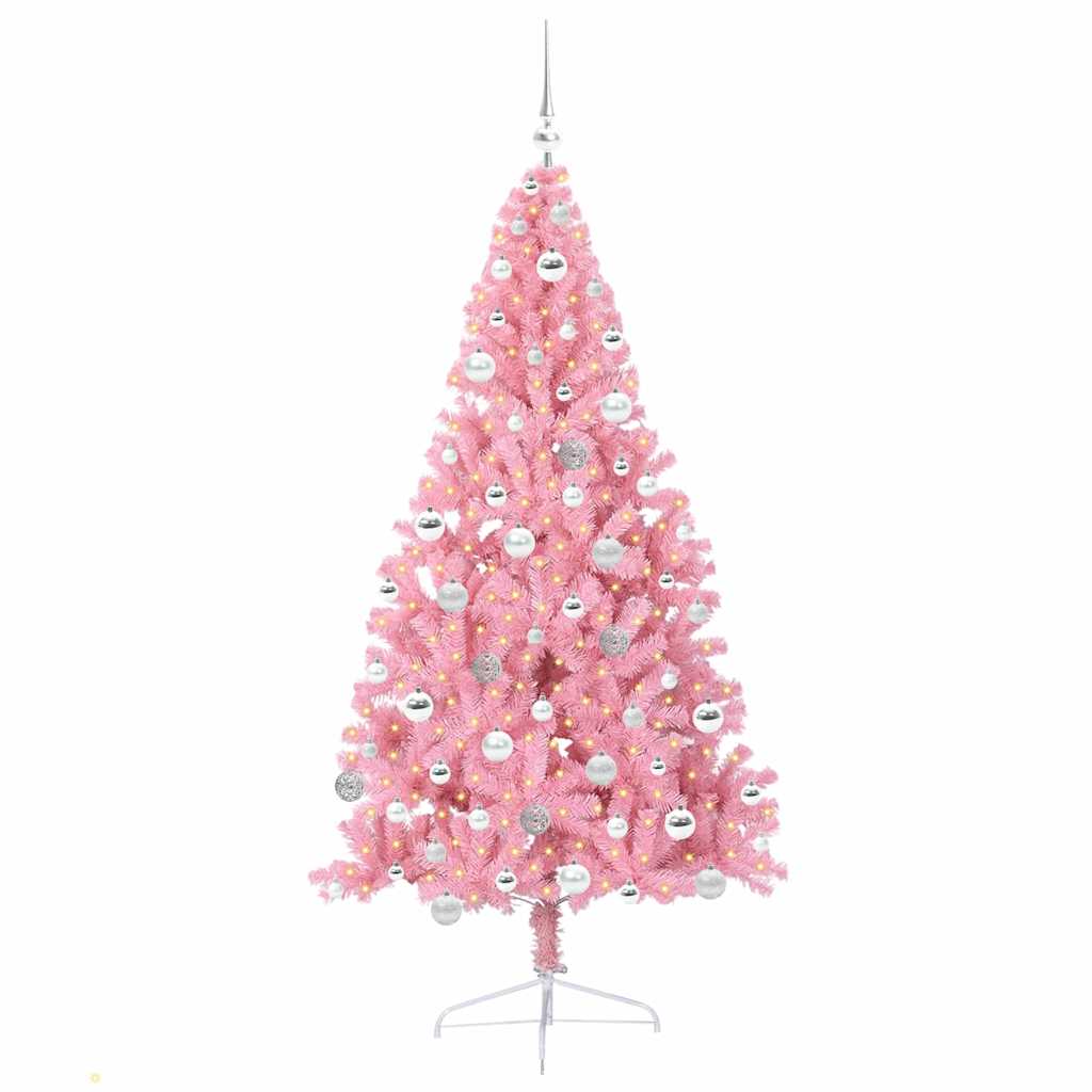 Albero di Natale artificiale con luci integrate Rosa 180 cm PVC