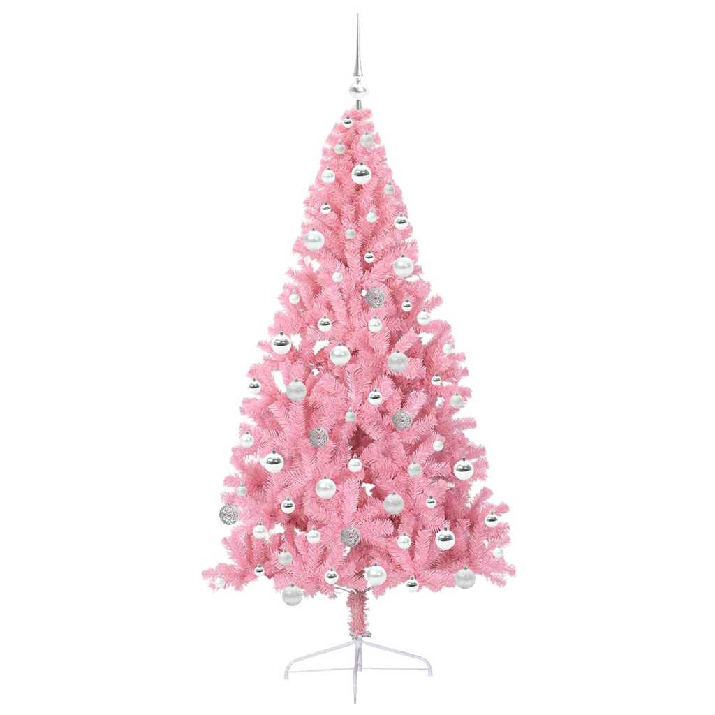 Albero di Natale artificiale con luci integrate Rosa 180 cm PVC