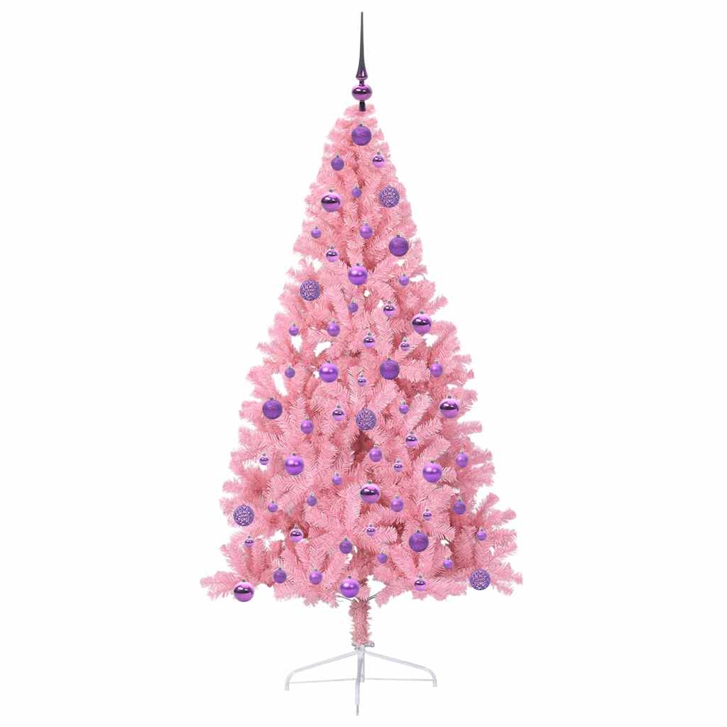 Albero di Natale artificiale con luci integrate Rosa 180 cm PVC