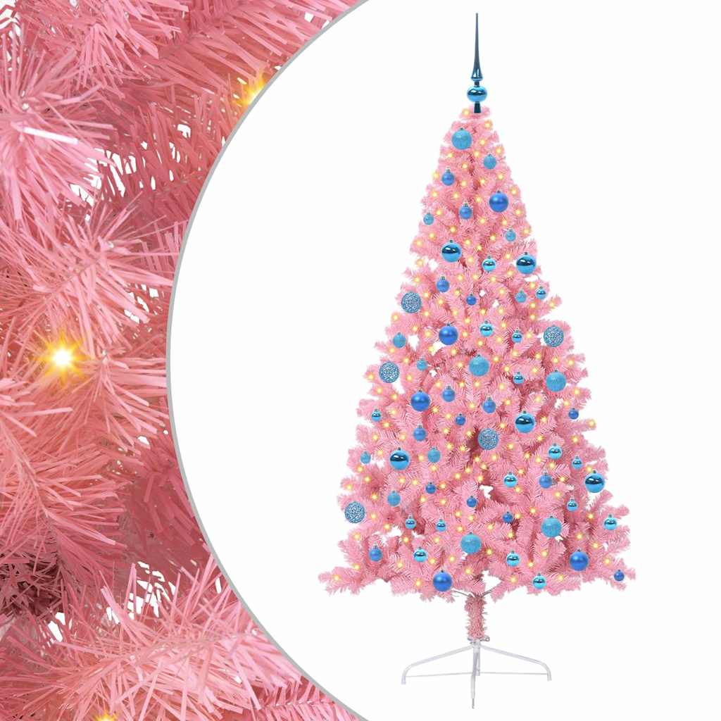 Albero di Natale artificiale con luci integrate Rosa 180 cm PVC