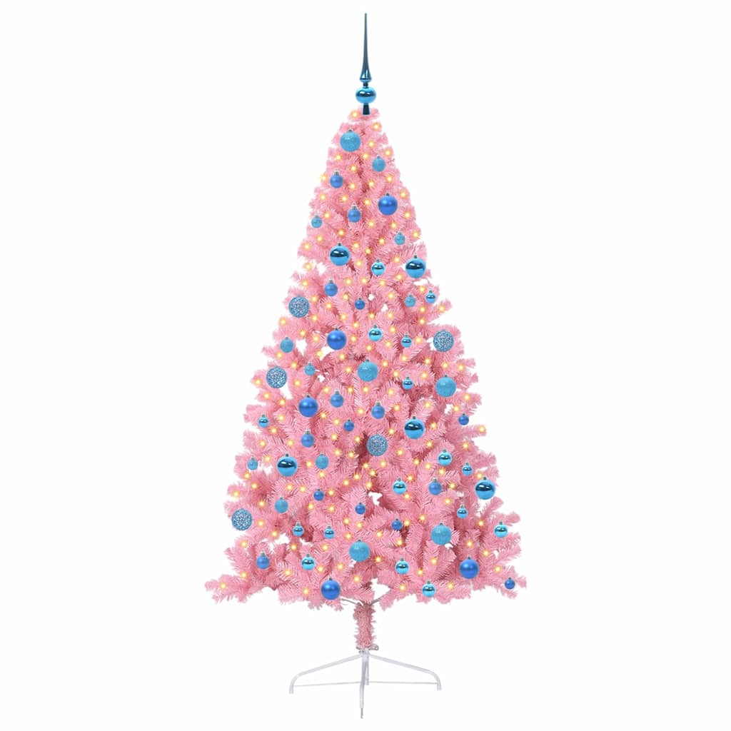 Albero di Natale artificiale con luci integrate Rosa 180 cm PVC