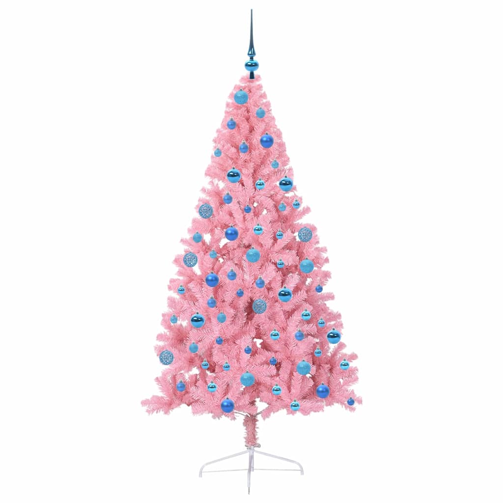 Albero di Natale artificiale con luci integrate Rosa 180 cm PVC