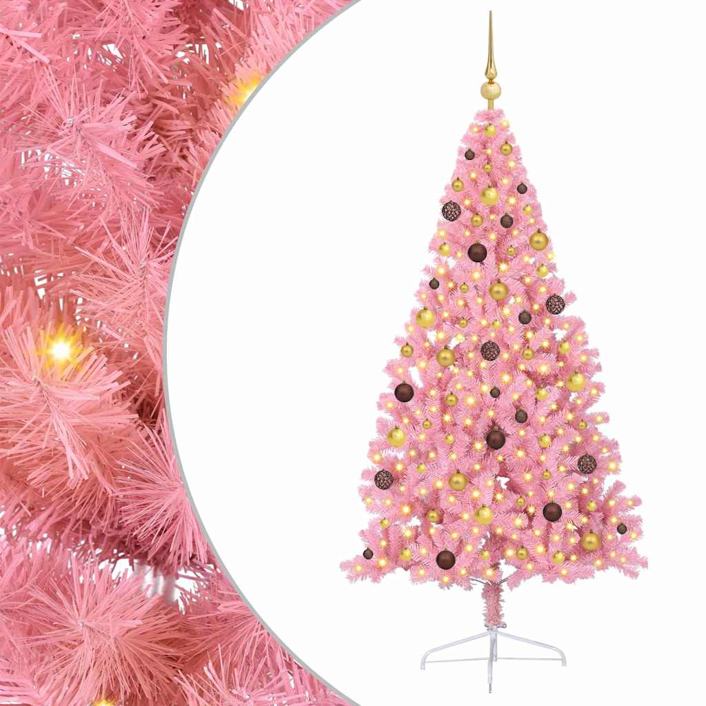 Albero di Natale artificiale con luci integrate Rosa 210 cm PVC