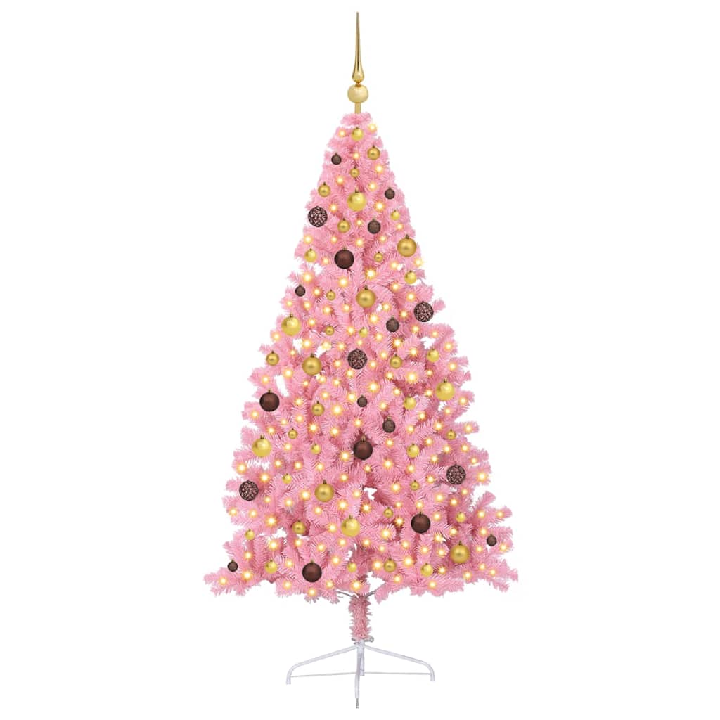 Albero di Natale artificiale con luci integrate Rosa 210 cm PVC