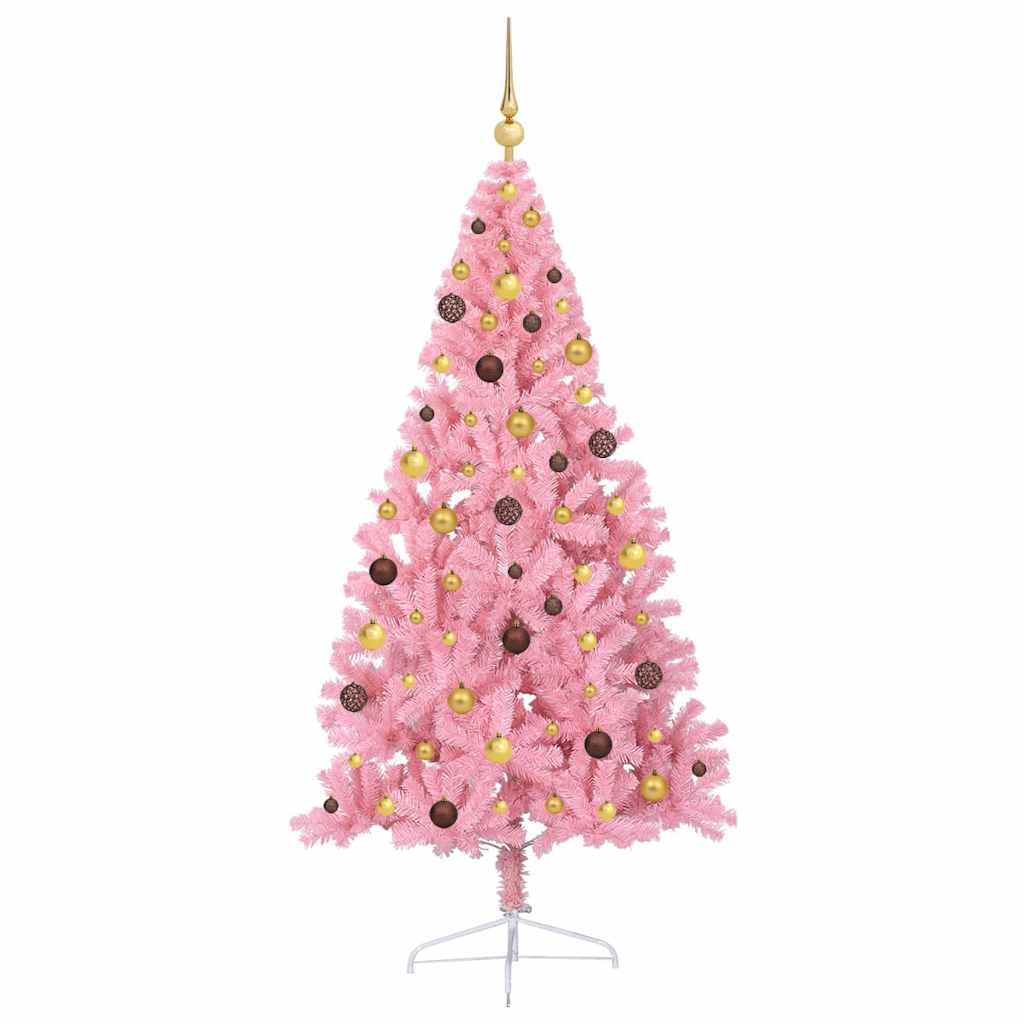 Albero di Natale artificiale con luci integrate Rosa 210 cm PVC