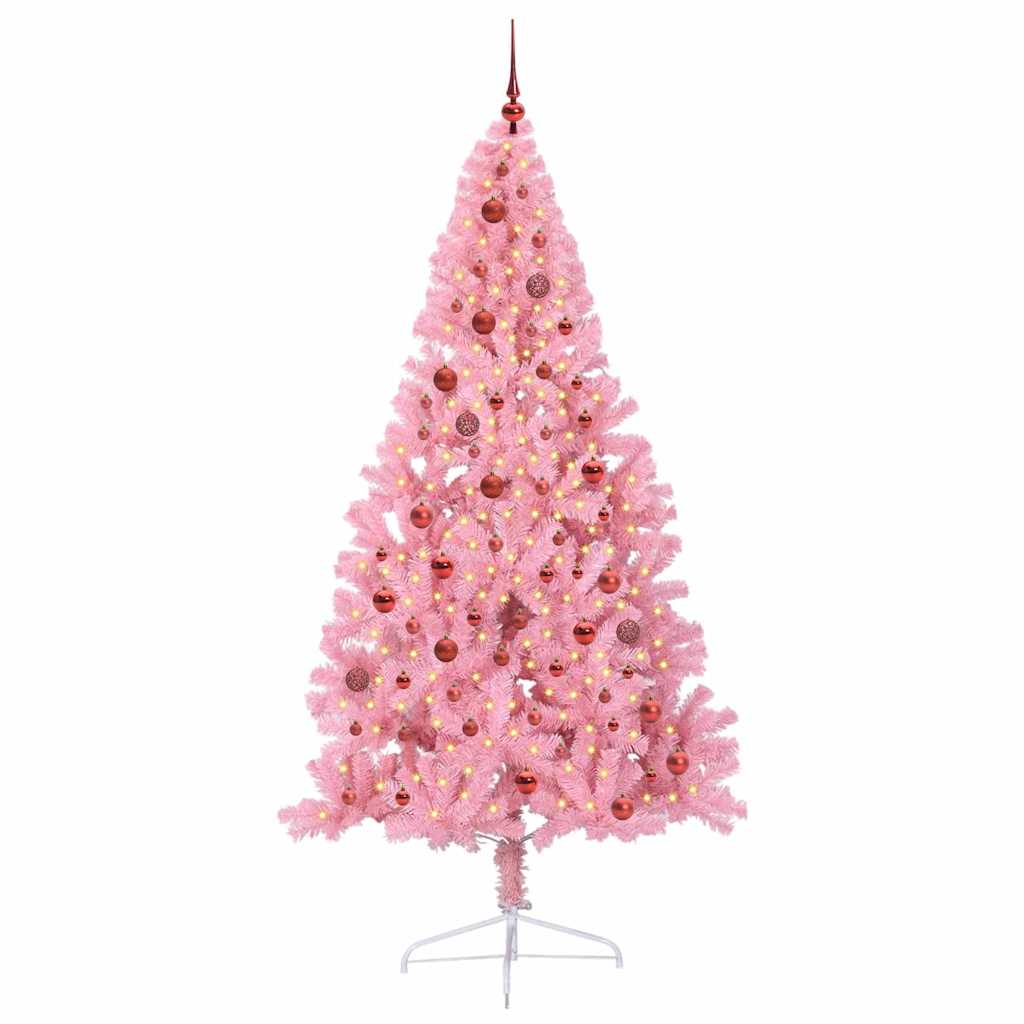 Albero di Natale artificiale con luci integrate Rosa 210 cm PVC