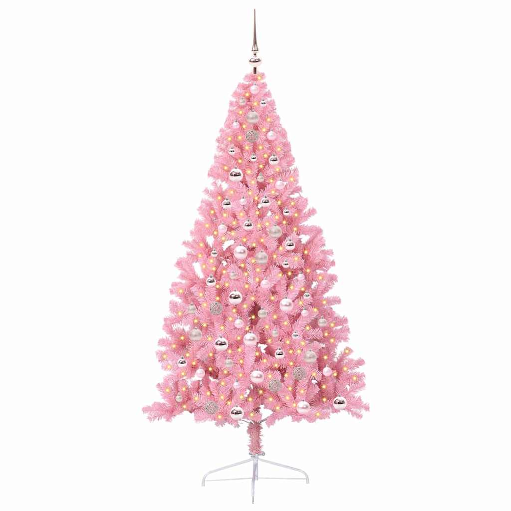Albero di Natale artificiale con luci integrate Rosa 210 cm PVC