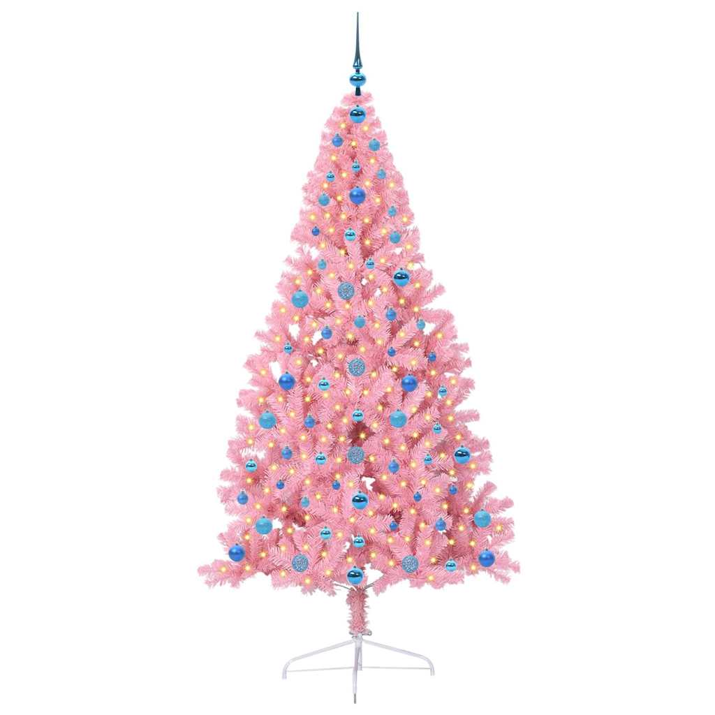 Albero di Natale artificiale con luci integrate Rosa 210 cm PVC