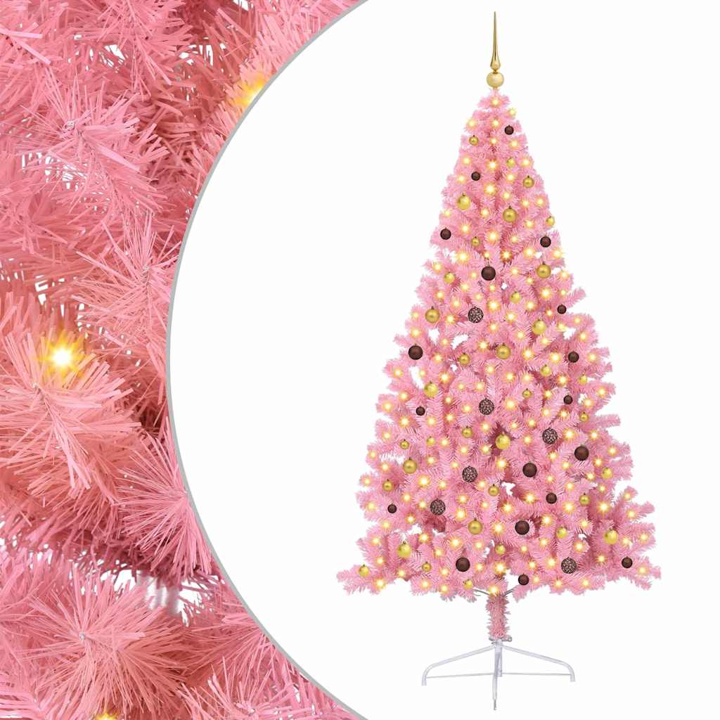 Albero di Natale artificiale con luci integrate Rosa 240 cm PVC