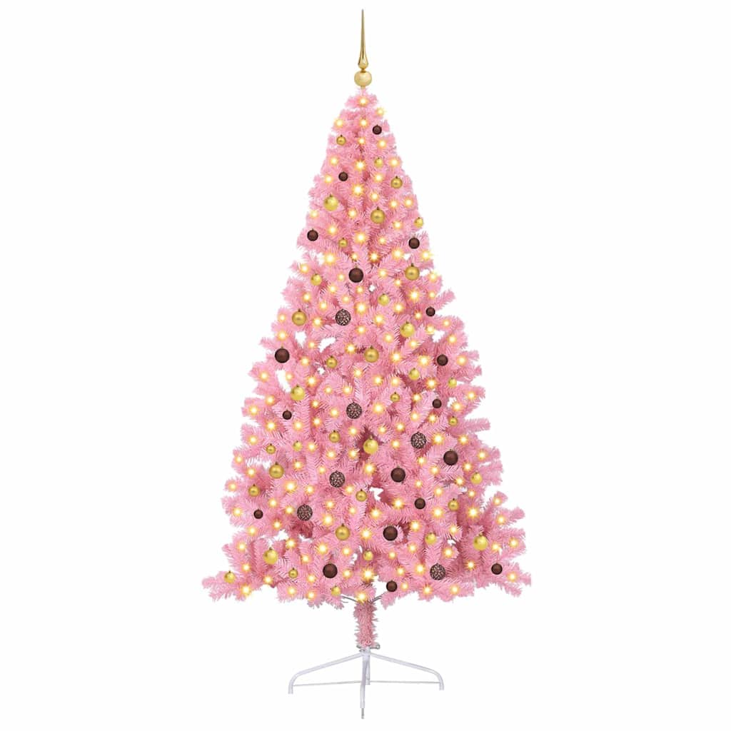 Albero di Natale artificiale con luci integrate Rosa 240 cm PVC